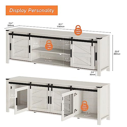 Farmhouse TV Stand for 75" TV, Antique White, view 3