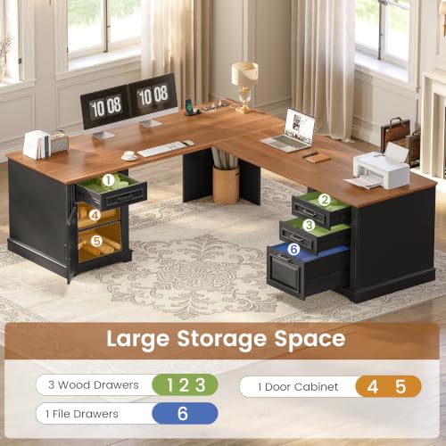 Farmhouse 69" Executive L Shaped Desk, view 4