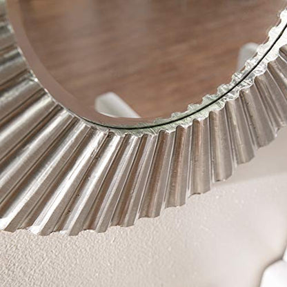 Hessmer Round Decorative Mirror - Transitional Design, Silver Finish - Fully Assembled - Ideal for Bathroom, Entryway (WS1121417)