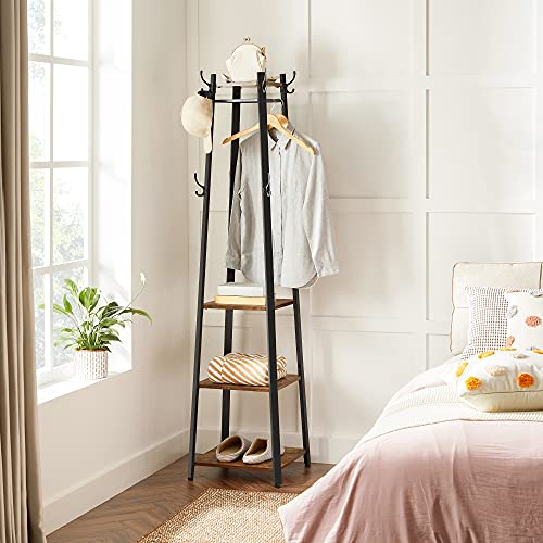 Coat Rack Freestanding, Hall Tree with 4 Shelves, view 5