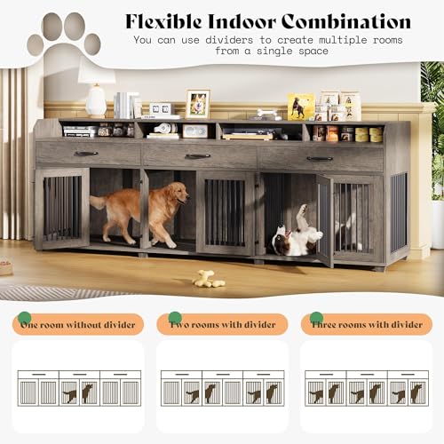 95" Dog Crate Furniture, Multi-Functional TV Stand with Storage, view 7