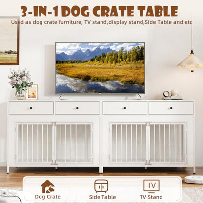 44 Inch Large Dog Crate Furniture with Storage Drawers, view 5