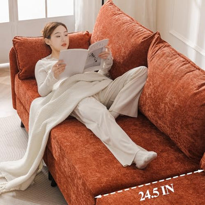 104'' Modular Sectional Sofa with All Seats Storage, Oversized L Shaped Couch for Living Room,3-Seater Comfy Cloud Couches with Movable Ottoman,Big Sectional for Bedroom,Velet,Orange