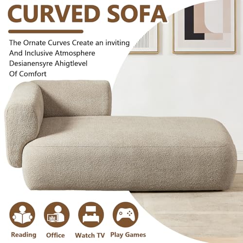 Minimalist Pebble Chaise Lounge Chair for Bedroom with Wood Frame, view 7