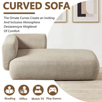 Minimalist Pebble Chaise Lounge Chair for Bedroom with Wood Frame, view 7