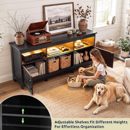 Farmhouse TV Stand for TVs up to 65 Inches for Living Room, Black, view 8