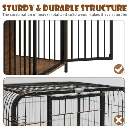 44" Wooden Dog Crate Furniture with Drawers for Large Dogs, Brown, view 7