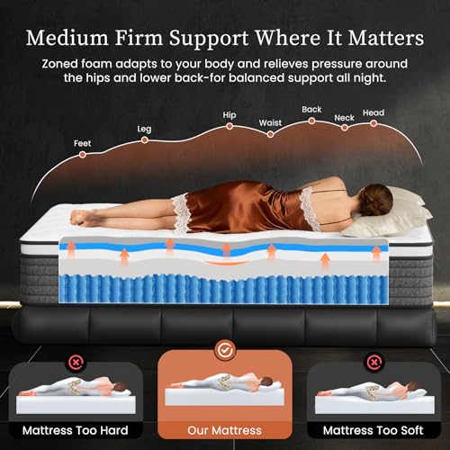 Queen Mattress 14 Inch Hybrid Queen Size-Gel Memory Foam Mattress in a Box, view 7