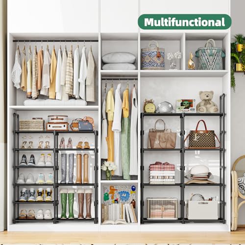 8-Tier Shoe Rack Large Capacity 64 Pairs Tall Shoe Shelf, Sturdy Metal Shoe Organizer for Entryway, Closet, Bedroom, Black