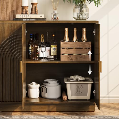 Fluted Sideboard Buffet Cabinet with Storage, view 6