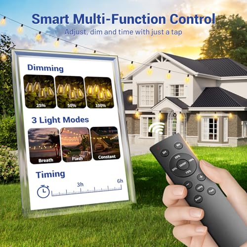 100FT LED Outdoor String Lights with Remote, view 3