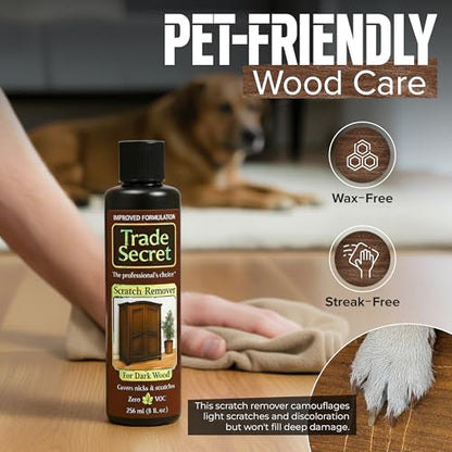Scratch Concealer for Dark Wood Furniture & Floors – Dark Brown Shade Stain Covers Nicks, Scuffs, Dog & Cat Scratches, Minor Defects – Real Wood Only