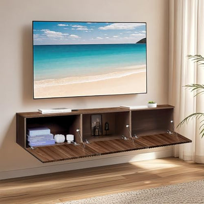 70.7" Floating TV Stand, Modern Wall Mount Entertainment Center TV Shelf, view 4