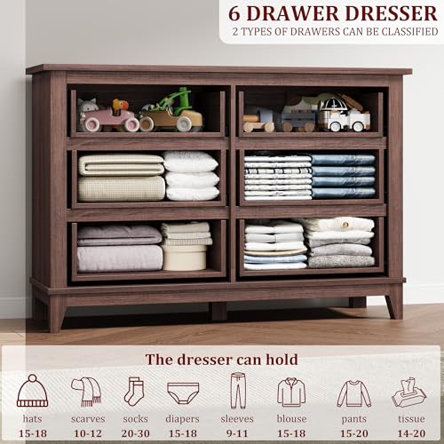 6 Dresser for Bedroom, 47 in Wide Drawer Dresser with Storage Freestanding, view 7