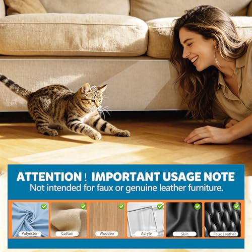 Anti Cat Scratch Furniture Protector – Clear Thicken Vinyl Tape 160"x 12.6", Single-Sided Sticky Couch Protector from Cat Claws, Flexible Guard for Sofa Corner Door Walls Bed Leather