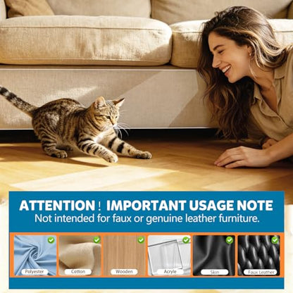 Anti Cat Scratch Furniture Protector – Clear Thicken Vinyl Tape 160"x 12.6", Single-Sided Sticky Couch Protector from Cat Claws, Flexible Guard for Sofa Corner Door Walls Bed Leather