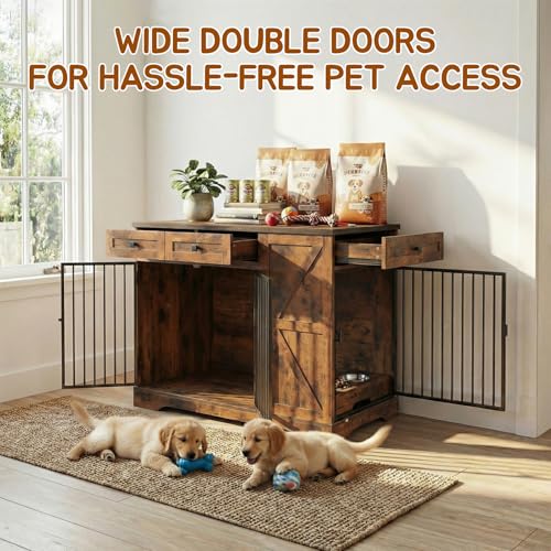 43.3 Inch Dog Crate Furniture with Storage, view 6