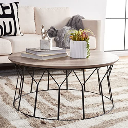 Safavieh Home Collection Deion Retro Mid-Century Light Oak and Black Wood Coffee Table