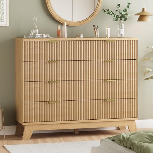 Fluted Dresser for Bedroom with 8 Drawers, view 2
