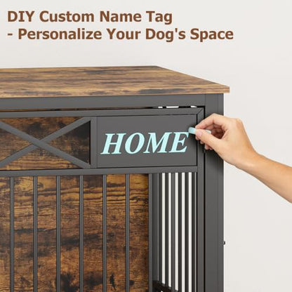 47" XXL Dog Crate Furniture with Wheels, view 4