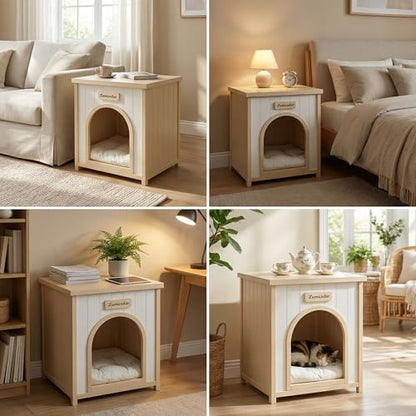Solid Cedar Dog Crate Furniture End Table for Small Dogs & Cats, view 3