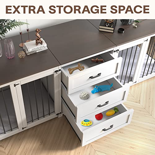 Furniture Style Dog Crate, Farmhouse Wooden Dog Kennel Furniture with 3 Drawer, view 5