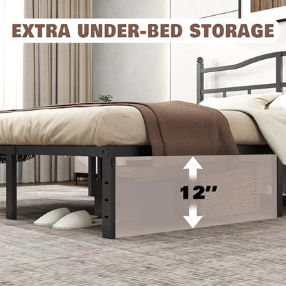 Full Size Bed Frame 14 Inch Bed Frame Full with Headboard, view 7