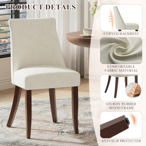 Upholstered Dining Chairs Set of 4, Mid Century Modern Kitchen Chairs with Back, view 5