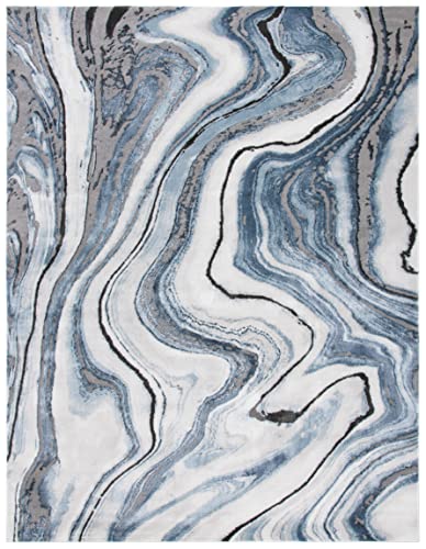 SAFAVIEH Craft Collection X-Large Area Rug - 12' x 15', Blue & Grey, Modern Abstract Design, Non-Shedding & Easy Care, Ideal for High Traffic Areas in Living Room, Bedroom (CFT819M)