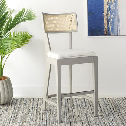 SAFAVIEH Home Collection Galway Grey/Natural 27-inch Seat Height Counter Stool for Kitchen Island Breakfast Nook
