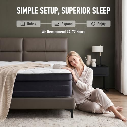 Twin Mattress,12 inch Hybrid Memory Foam Mattress Size in a Box, view 6