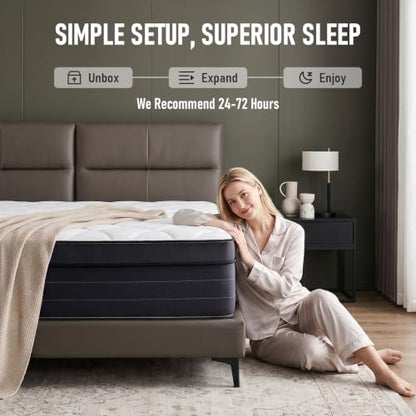 Twin Mattress,12 inch Hybrid Memory Foam Mattress Size in a Box, view 6