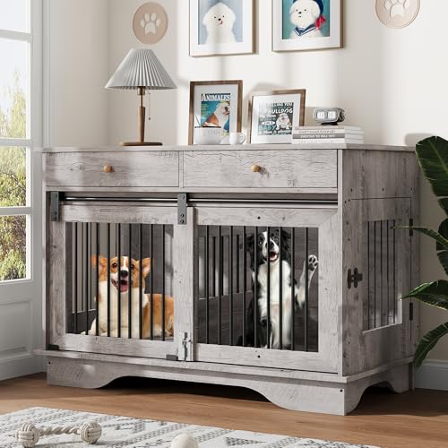 47" Dog Crate Furniture for 2 Dogs, view 2