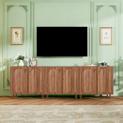 31.5” Walnut Sideboard Buffet Cabinet with Storage Set of 3, view 2