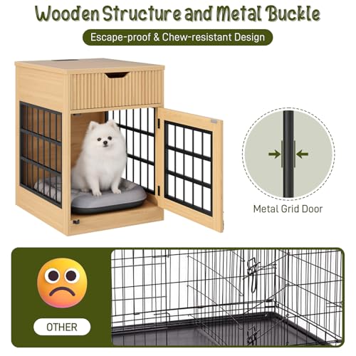 Modern Dog Crate Furniture with Charging Station, view 7
