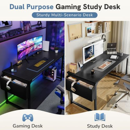 63" Computer Desk Home Office Desk, Gaming Desks, Black, view 5