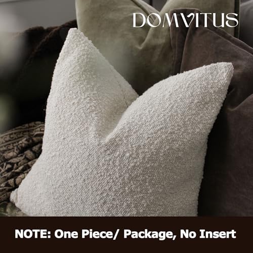Luxury Decorative Throw Pillow Cover 18 x 18 Inch Textured Boucle Square Sofa Couch Pillow for Living Room Woven Accent Cushion Case, 1PC, Ivory