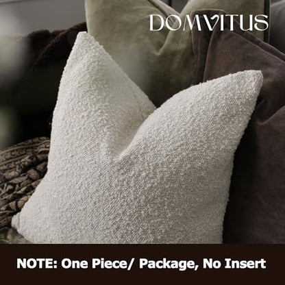 Luxury Decorative Throw Pillow Cover 18 x 18 Inch Textured Boucle Square Sofa Couch Pillow for Living Room Woven Accent Cushion Case, 1PC, Ivory