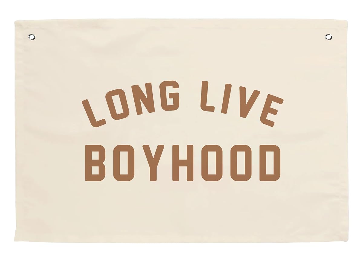 Long Live Boyhood Hanging Flag 20X30 Banners Orange Canvas Wall Decor Art Sign Boys Room Boy Bedroom Banner Toddler Playroom Baby Kids Nursery Fabric Flags Tapestry