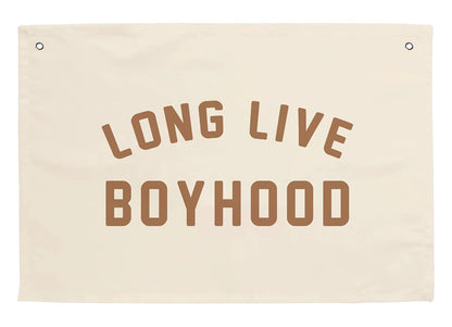 Long Live Boyhood Hanging Flag 20X30 Banners Orange Canvas Wall Decor Art Sign Boys Room Boy Bedroom Banner Toddler Playroom Baby Kids Nursery Fabric Flags Tapestry