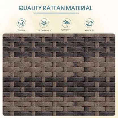 Outdoor Pool Towel Rack Patio Waterproof Rattan Wicker Storage Cabinet Shed with Shelves & Drawer (Brown)