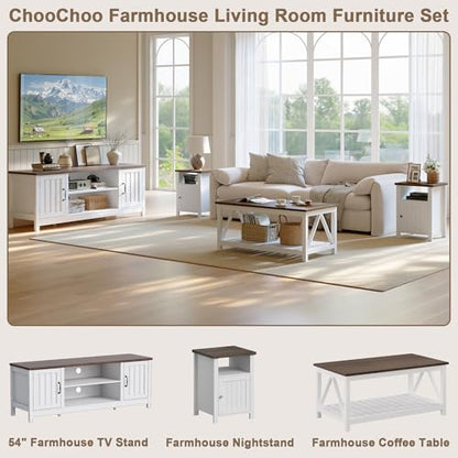 54" Farmhouse TV Stand with Storage Cabinet and Open Shelves, view 4