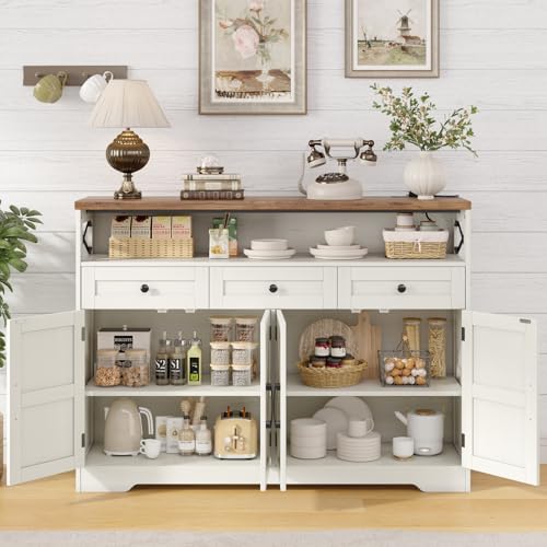 Farmhouse Sideboard Buffet Cabinet, Barn Doors Storage Cabinet, view 5