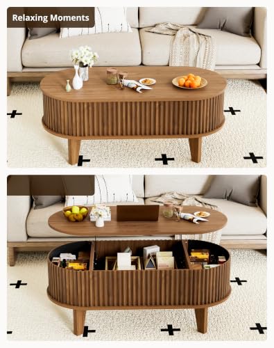 Oval Lift Top Coffee Table with Storage, view 7