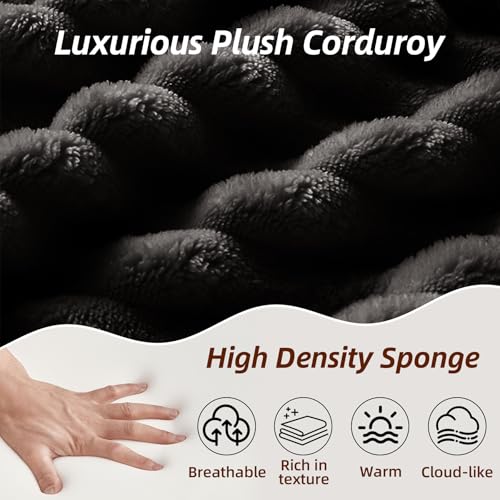 104 Inch Cloud Sectional Couch with L-Shape Chaise,Modern Upholstered Couches with Deep Seat,Corduroy Sponge Compressed Sofa for Living Room,No Assembly Required (Black)