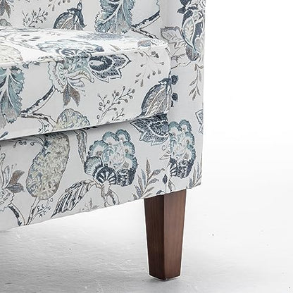 Contemporary Accent Arm Chair with Birch Wood Frame and Velvet Upholstery, Armchair for Office and Living Room Decor, Removable Cushions, 07 Printed Fabric