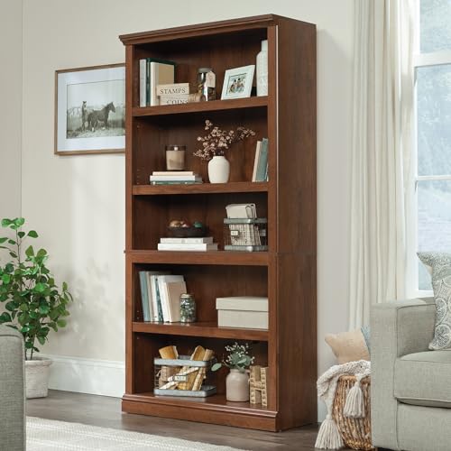 5-Shelf Split Bookcase/ Book shelf, Oiled Oak finish, view 3