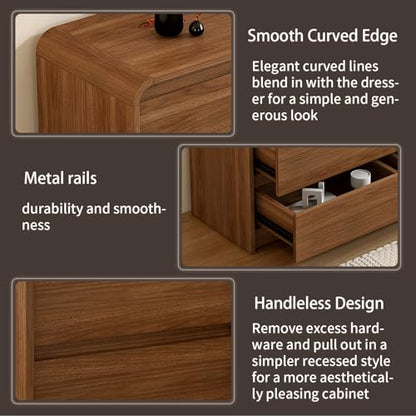 Dresser for Bedroom, 55 Inch 6 Drawer Wooden Chest of Drawers, view 8