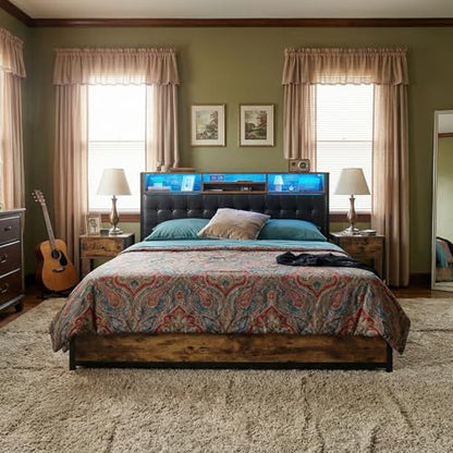 King Bed Frame with 4 Drawers, Charge Station & LED Lights, view 7