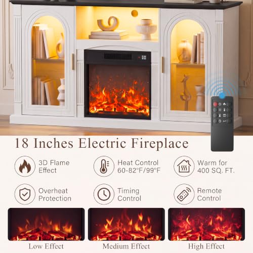 58'' W Fireplace TV Stand, Entertainment Center for TV up to 65'', view 4